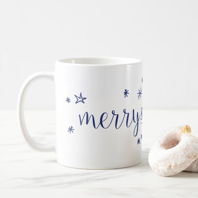 Joyeuses et brillantes étoiles Café de Fête Mug (Avec donut)