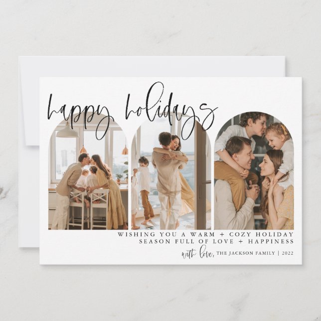 Joyeuses Fêtes Arc Moderne Photo Cartes de Noël (Devant)