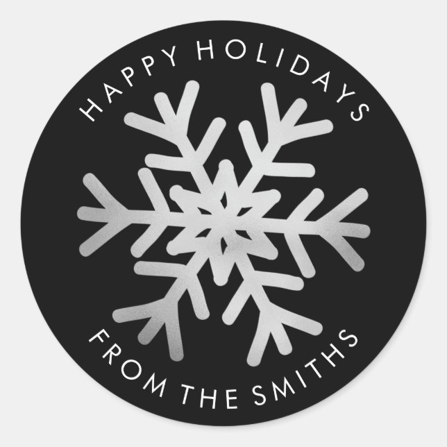 Joyeuses fêtes - Argent de Noël et Étiquette noir (Devant)
