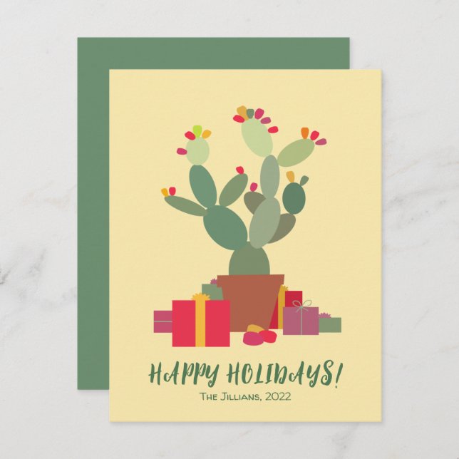 joyeuses fêtes cactus carte de fêtes de noël (Devant / Derrière)