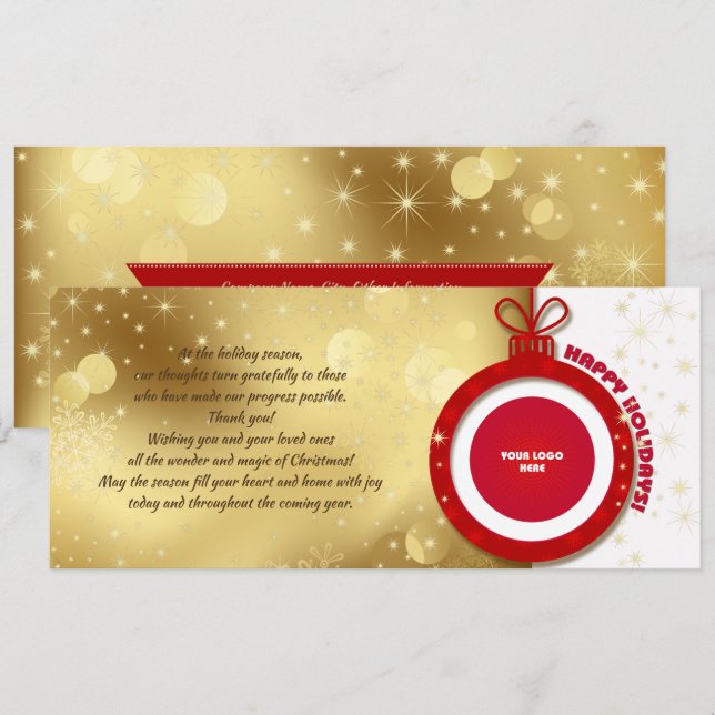 Joyeuses fêtes. Carte d'entreprise Logo personnali (Devant / Derrière)