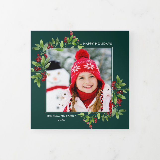 Joyeuses fêtes. Carte Vacances Multiphoto Tri-Fold (Protection)