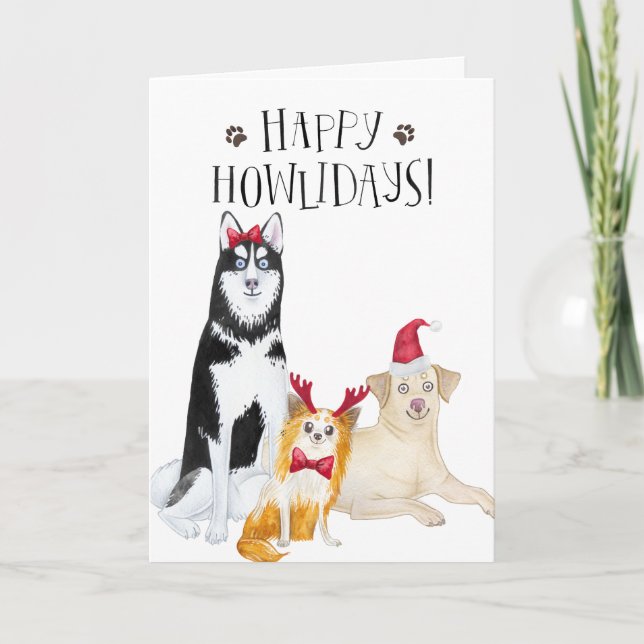 Joyeuses Fêtes de Chien Abri Carte de voeux de vac (Devant)