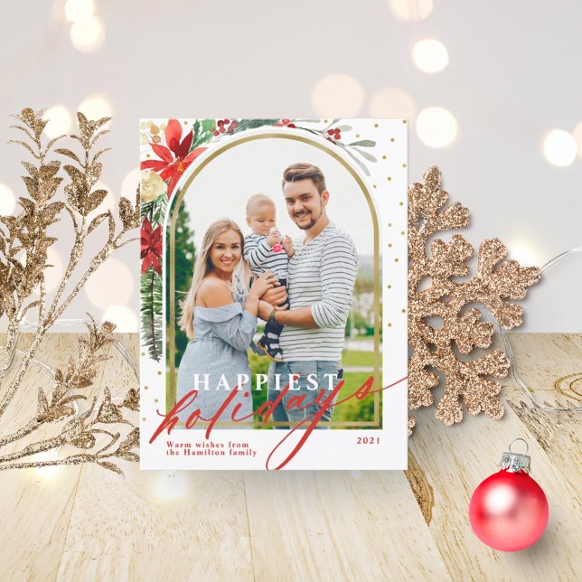 Joyeuses Fêtes Famille Photo Arc de Noël Carte (Créateur téléchargé)