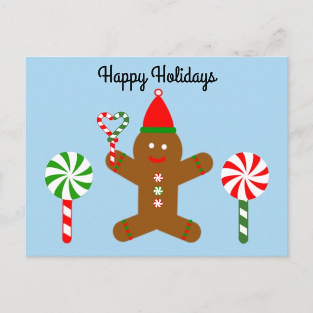 Joyeuses fêtes Gingerbread Man #1 Carte postale (Devant)
