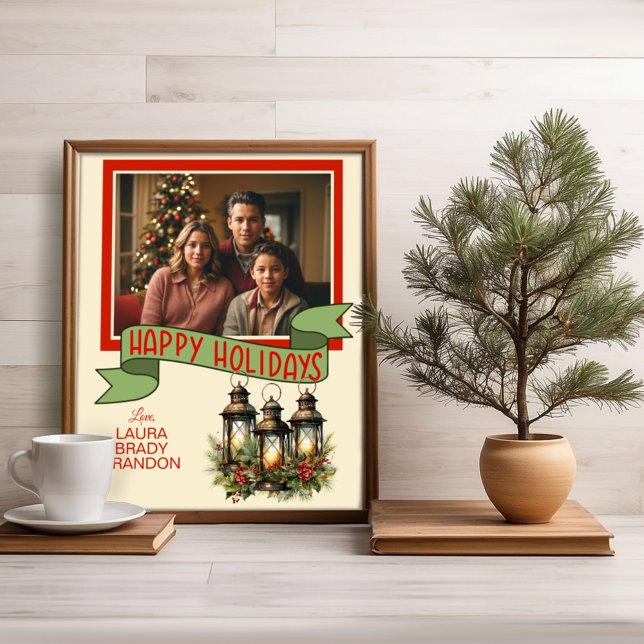 Joyeuses fêtes Lanternes de Noël Photo personnalis (Créateur téléchargé)