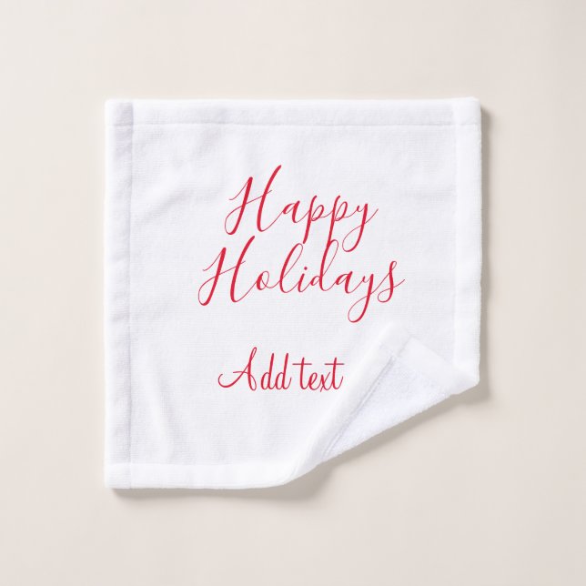 Joyeuses fêtes Noël calligraphie rouge simple mi (Gant de toilette)