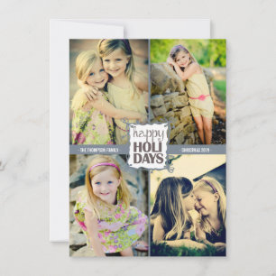 Joyeuses fêtes Noël Quad Photo Carte Plat