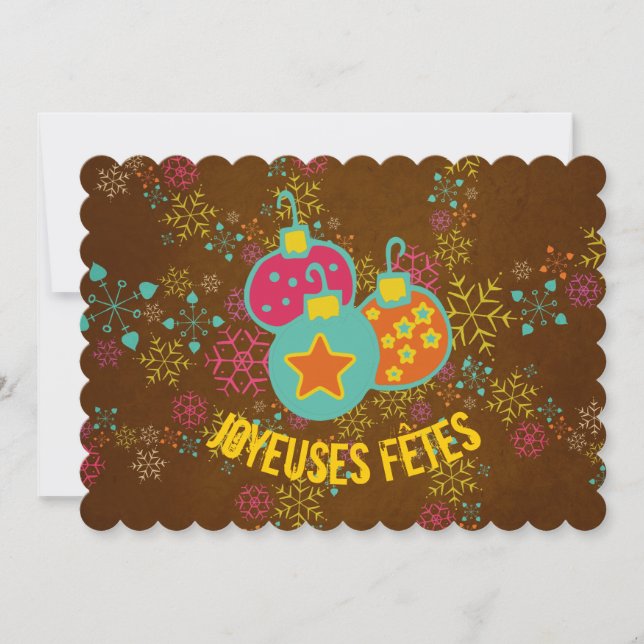 Joyeuses Fêtes Ornementations Carte Vacances (Devant)
