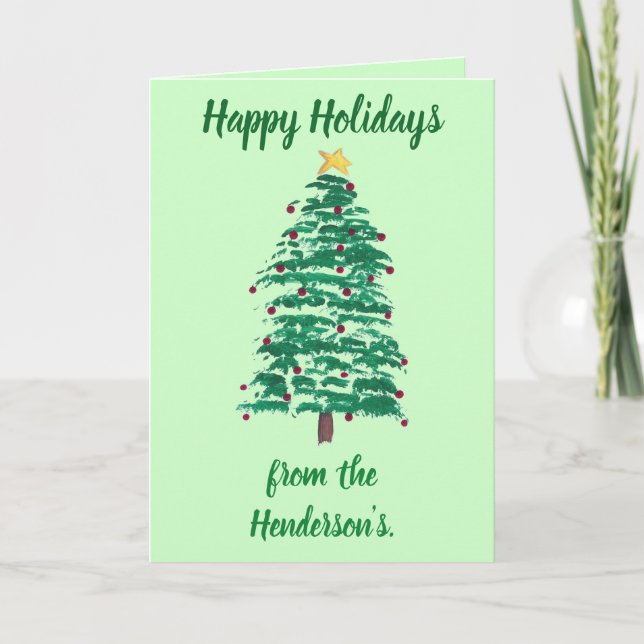 Joyeuses fêtes personnalisées Cartes d'arbre de No (Devant)