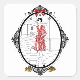 Joyeuses Fêtes Quadratischer Aufkleber