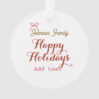 Joyeuses fêtes ruban rose doré nom de famille nom