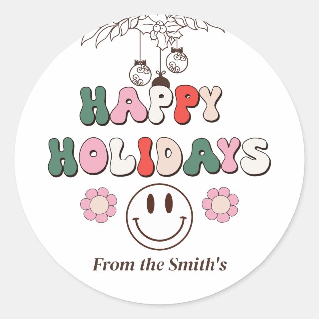Joyeuses fêtes | Sticker rond sourire (Devant)