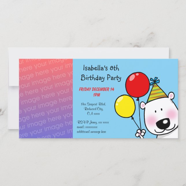 Joyeuses invitations à la fête du 8e anniversaire (Devant)