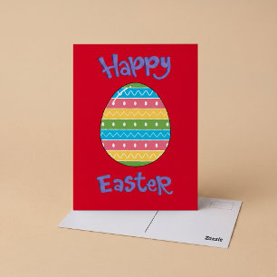 Joyeuses Pâques avec carte postale d'oeuf
