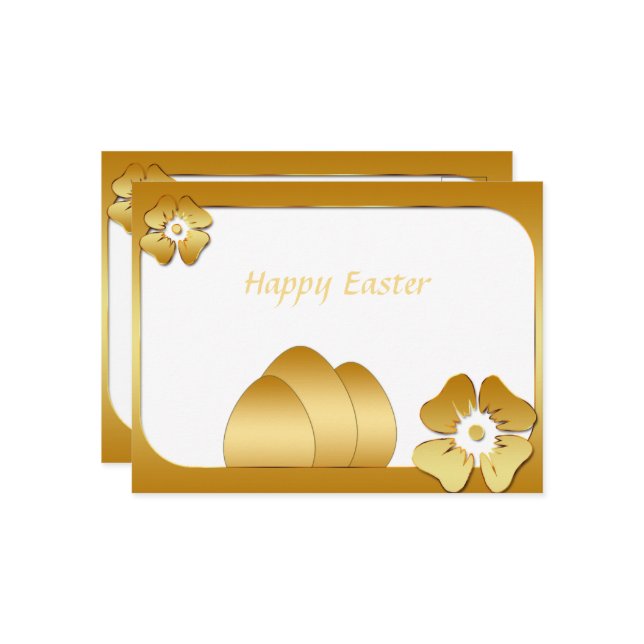 Joyeuses Pâques Carte dorée mignonne (Devant/Arrière en situation)