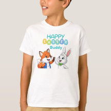 Joyeuses Pâques Copain T-Shirt Enfant Lapin et Ren