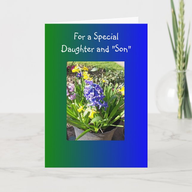 Joyeuses Pâques Fille et Gendre Carte Hyacinthe (Devant)