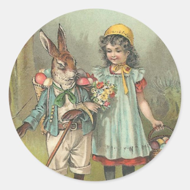 Joyeuses Pâques Niedlich Vintag Ostern Runder Aufkleber (Vorderseite)
