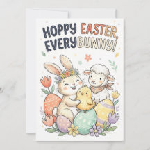 Joyeuses Pâques, tous les lapins ! - Jolie carte d