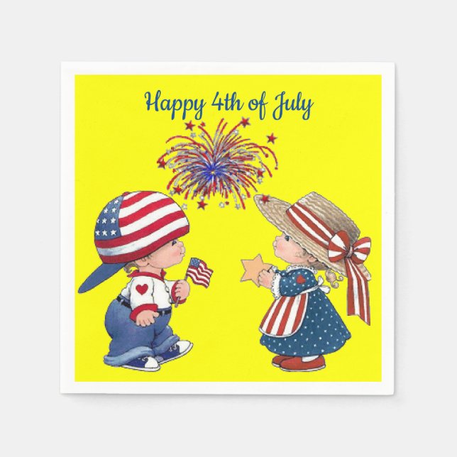 Joyeuses serviettes en papier 4 juillet (Devant)