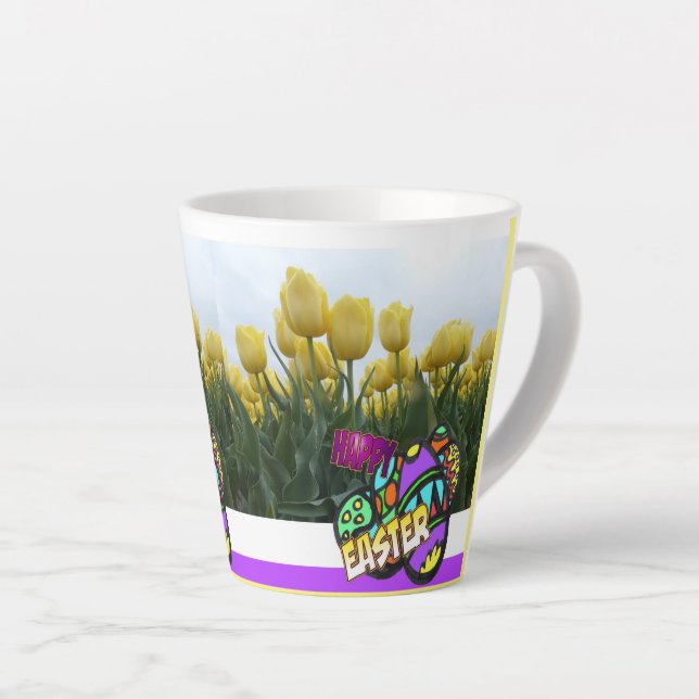 Joyeuses Tulipes Jaunes de Pâques Concevoir Mug La (Angle droit)
