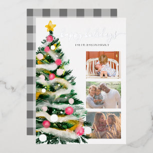 Joyeuses vacances Arbre de Noël aquarelle 3 photos