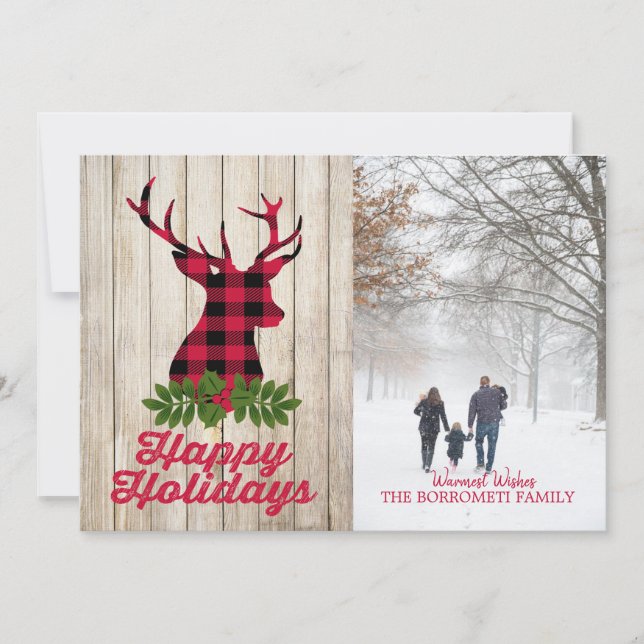 Joyeuses Vacances Avec Carte photo En Tête De Cerf (Devant)
