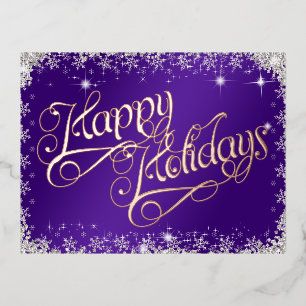 Joyeuses vacances calligraphie violet et diamants