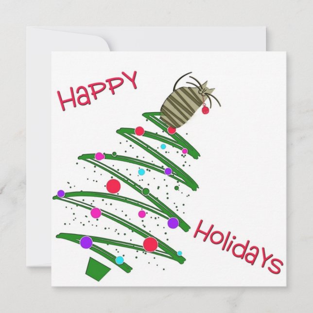 Joyeuses vacances Cat Flat Holiday Carte de voeux (Devant)