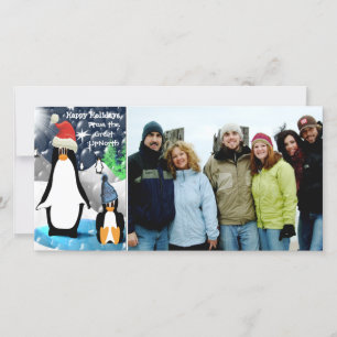 Joyeuses Vacances Cute Penguin Carte photo de fami