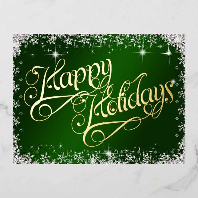 Joyeuses vacances Emerald Green Typographie Diamon (Recto)