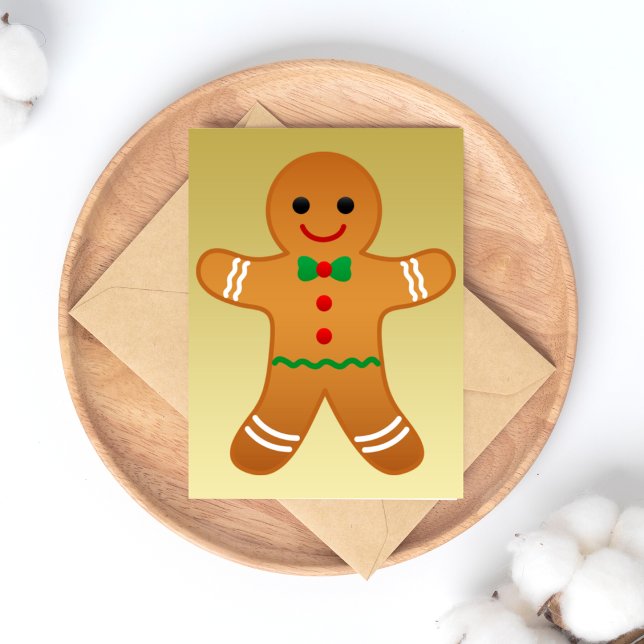 Joyeuses Vacances Gingerbread Man Faux Gold Carte  (Créateur téléchargé)