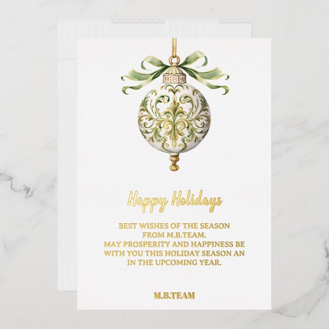 Joyeuses Vacances Gold White Business Holiday Card (Enveloppe)