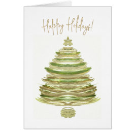 Joyeuses vacances Golden Green Christmas Tree Card