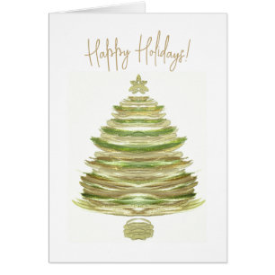 Joyeuses vacances Golden Green Christmas Tree Card