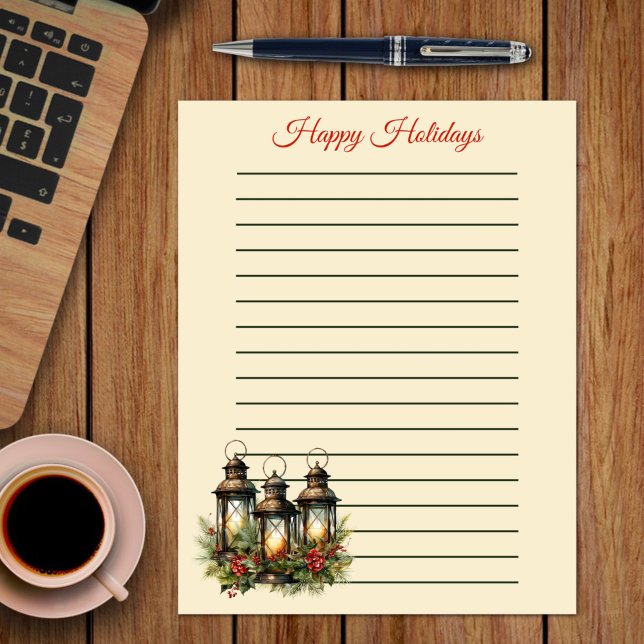 Joyeuses vacances Lanternes d'hiver Papier à lettr (Créateur téléchargé)