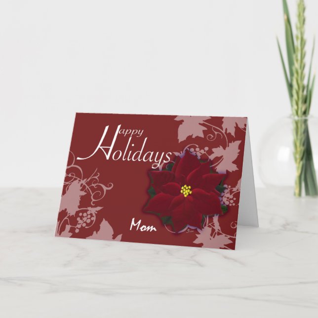 Joyeuses vacances maman Noël Poinsettia carte (Devant)
