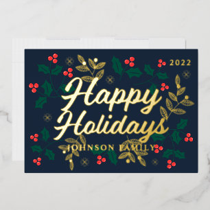 Joyeuses Vacances Modernes Holly Berries Foliage