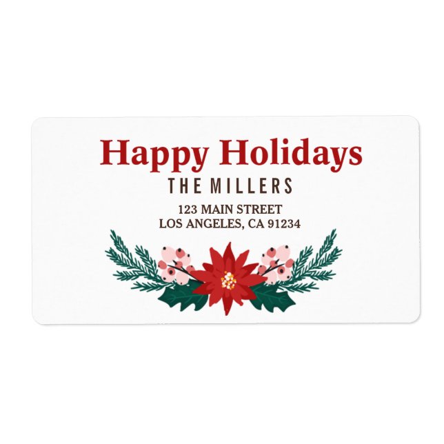 Joyeuses vacances Poinsettia Bouquet Étiquette de  (Devant)