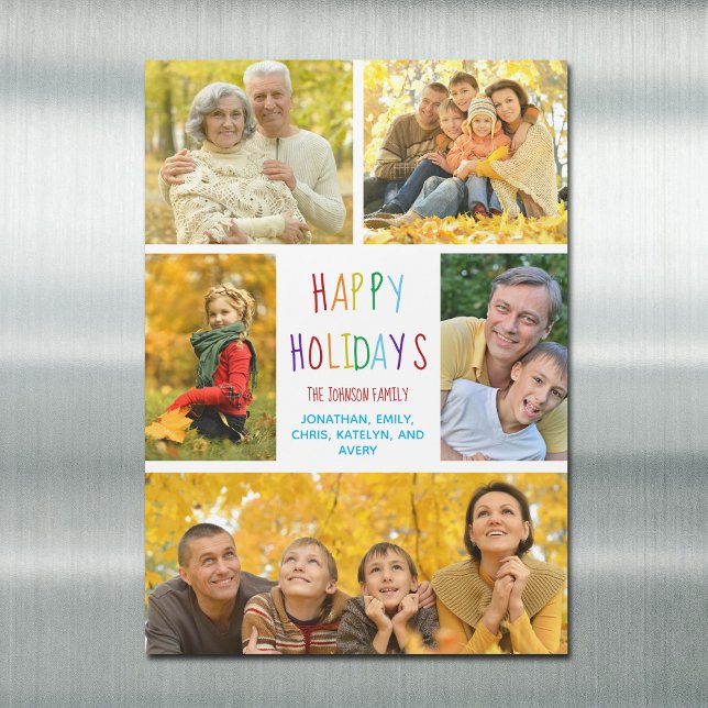 Joyeuses Vacances Rainbow Family Photo Magnet Card (Créateur téléchargé)