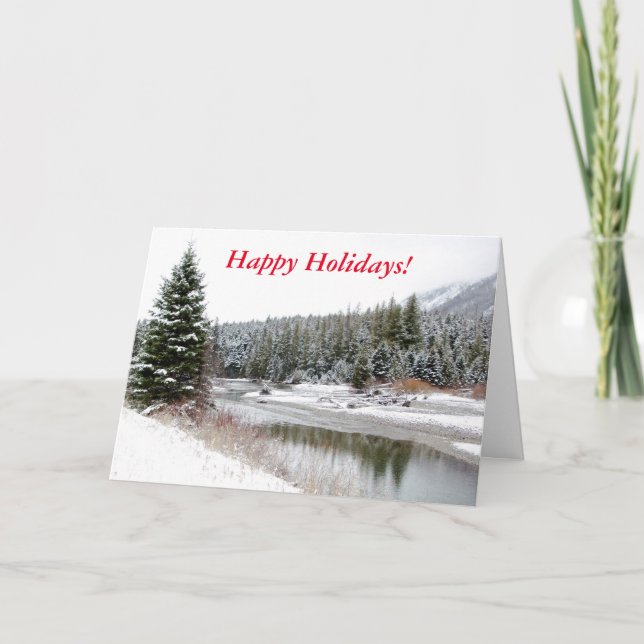 Joyeuses vacances Snowy Montana Carte de voeux pli (Devant)