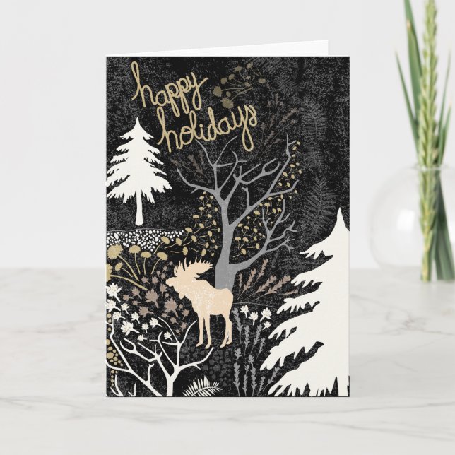 Joyeuses vacances Woodland Moose Carte de vacances (Devant)