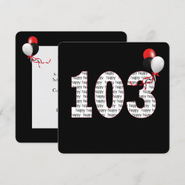 Joyeux 103e anniversaire sur Invitation noire