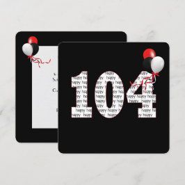 Joyeux 104e anniversaire sur Invitation noire