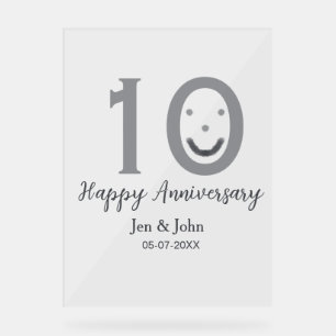 Joyeux 10e anniversaire nom date gris gras émoji