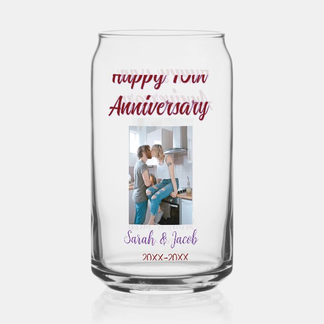 Joyeux 10e anniversaire photo mariage nom du coupl (Recto)