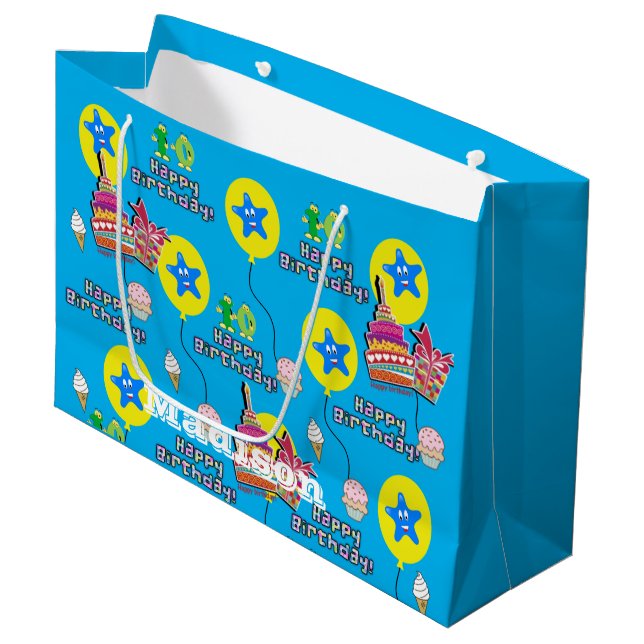 Joyeux 10e anniversaire Sac cadeau #10 Bleu (Devant Angle)