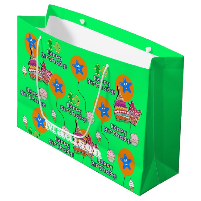 Joyeux 10e anniversaire Sac cadeau #10 Vert (Devant Angle)