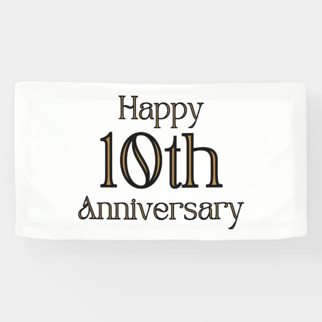 Joyeux 10ème Anniversaire Bannière en vinyle 1.6x3 (Horizontal)